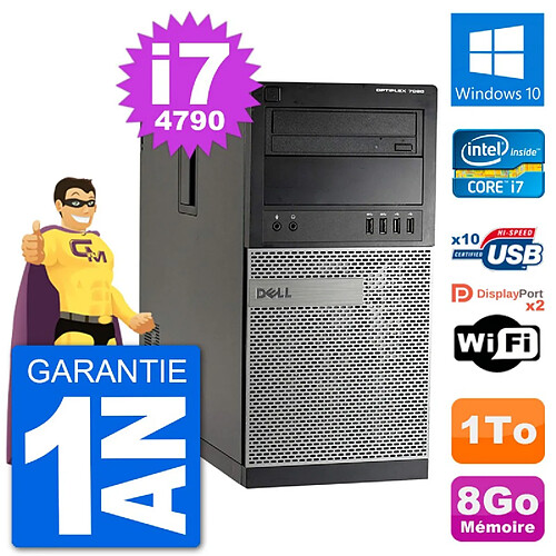 PC Tour Dell 7020 Intel Core i7-4790 RAM 8Go Disque Dur 1To Windows 10 Wifi · Occasion