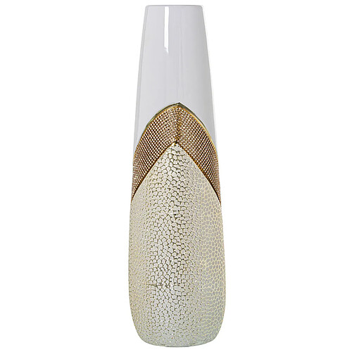 Vase Alexandra House Living Blanc Doré Argenté Céramique Brillant 14 x 14 x 45 cm