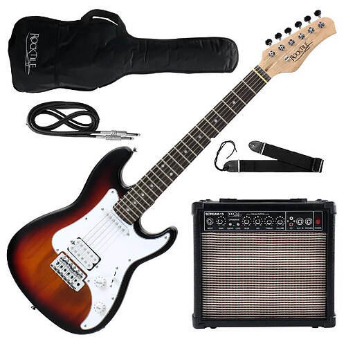 Rocktile Sphere Junior Guitare Eléctrique 3/4 Sunburst SET avec ampli, cable et sangle