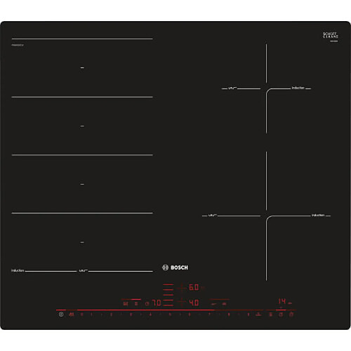 Bosch Serie 8 Table de Cuisson Électrique Digitale Tactile 7400W 4 Foyers Verre Noir