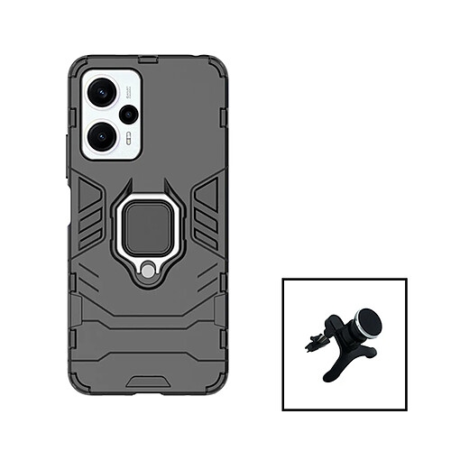 PHONECARE Kit Support Magnétique de Voiture Renforcé + Coque 3X1 Military Defender pour Xiaomi Poco F5 - Noir