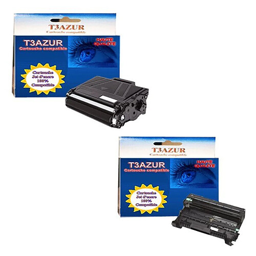 T3Azur Toner+Tambour générique Brother TN3480 + DR3400 pour imprimante Brother HL L5100DNT L5200DW L6250DN L6300DW L6400DW