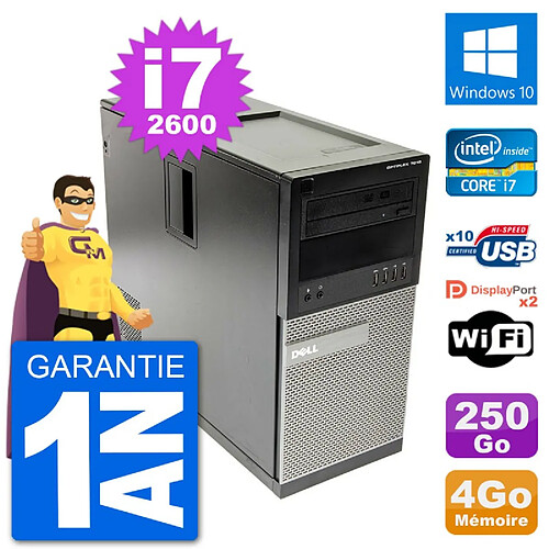 PC Tour Dell 7010 Intel Core i7-2600 RAM 4Go Disque Dur 250Go Windows 10 Wifi · Occasion