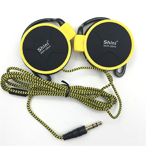 Wewoo Ecouteurs 3.5mm Super Bass EarHook écouteur pour lecteur MP3 ordinateur portable (jaune sans micro)