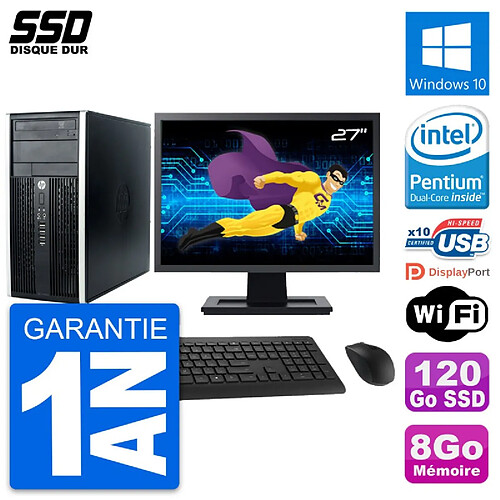 PC Tour HP Pro 6300 CMT Ecran 27" Intel G630 RAM 8Go SSD 120Go Windows 10 Wifi · Occasion