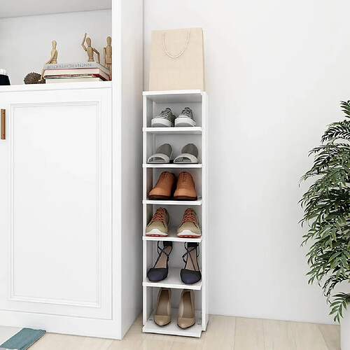 vidaXL Armoire à chaussures Blanc 27,5x27x102 cm Bois d'ingénierie