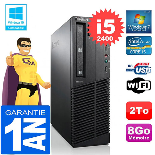 PC Lenovo M92p SFF Core I5-2400 Ram 8Go Disque 2 To Graveur DVD Wifi W7 · Occasion