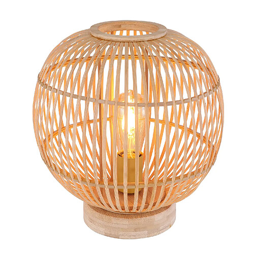 Globo Lighting Lampe à poser design bambou Hildegard - Diam. 30 x H. 35 cm - Beige naturel