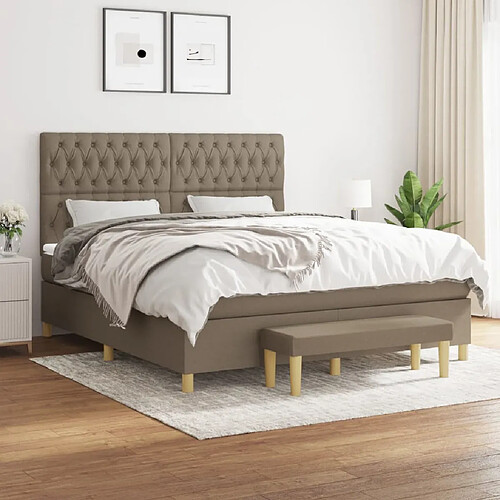 vidaXL Sommier à lattes de lit avec matelas Taupe 180x200 cm Tissu