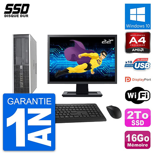 PC HP 6305 Pro SFF Ecran 22" AMD A4-5300B RAM 16Go SSD 2To Windows 10 Wifi · Occasion