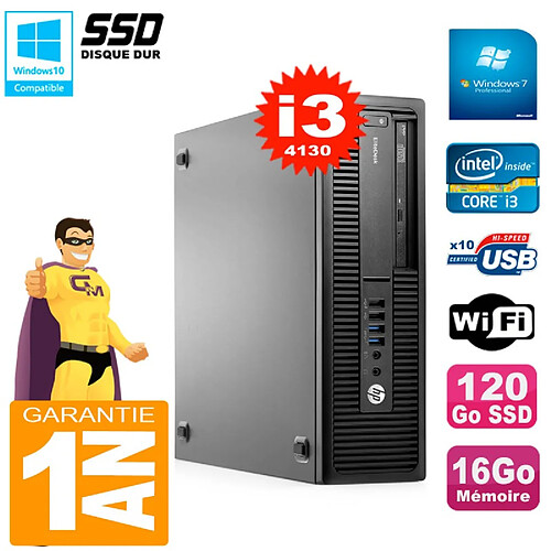 PC HP EliteDesk 800 G1 SFF Core I3-4130 RAM 16Go 120 Go SSD Graveur DVD Wifi W7 · Occasion