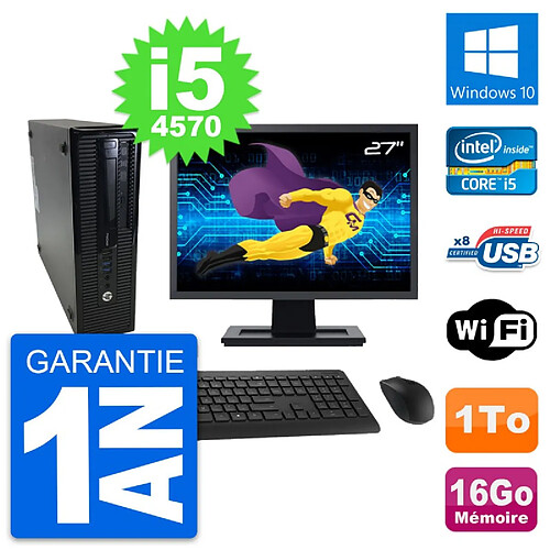 PC HP ProDesk 400 G1 SFF Ecran 27" i5-4570 RAM 16Go Disque 1To Windows 10 Wifi · Occasion