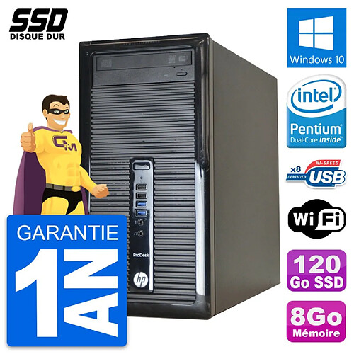 PC Tour HP ProDesk 400 G1 Intel Pentium G3220 RAM 8Go SSD 120Go Windows 10 Wifi · Occasion