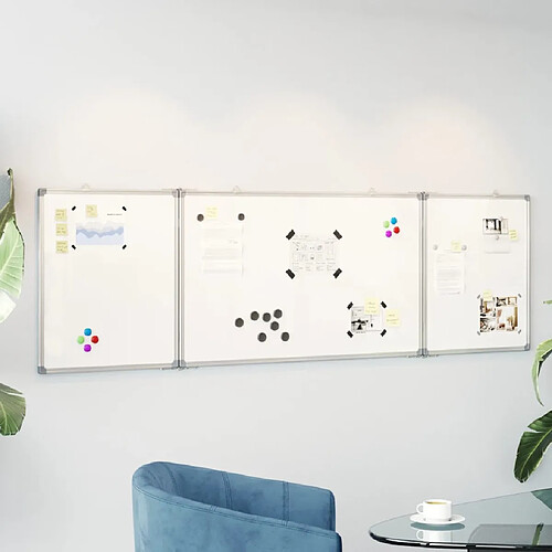 vidaXL Tableau blanc magnétique pliable 160x50x1,7 cm aluminium