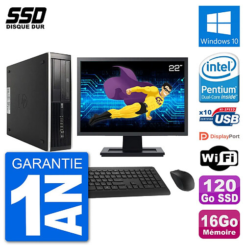 PC HP 8300 Elite SFF Ecran 22" Intel G630 RAM 16Go SSD 120Go Windows 10 Wifi · Occasion