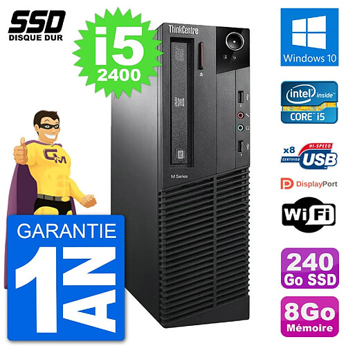 PC Lenovo M91p SFF Intel i5-2400 RAM 8Go SSD 240Go Windows 10 Wifi · Occasion