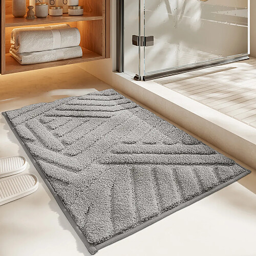 LUUCOZK Tapis de bain antidérapants, absorbants, à séchage rapide, décoration de salle de bain, gris clair-50x80cm