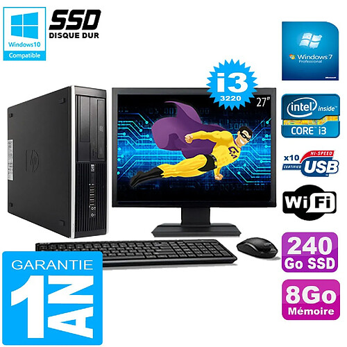 PC HP Compaq Pro 6300 SFF I3-3220 8Go 240Go SSD Graveur DVD Wifi W7 Ecran 27" · Occasion