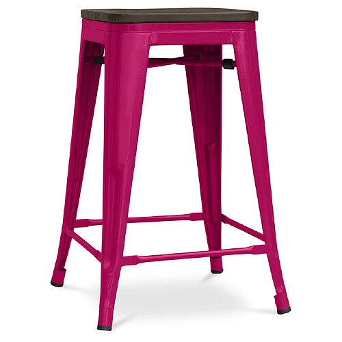 ICONIK INTERIOR Tabouret Stylix en bois - Métal - 60cm Fuchsia