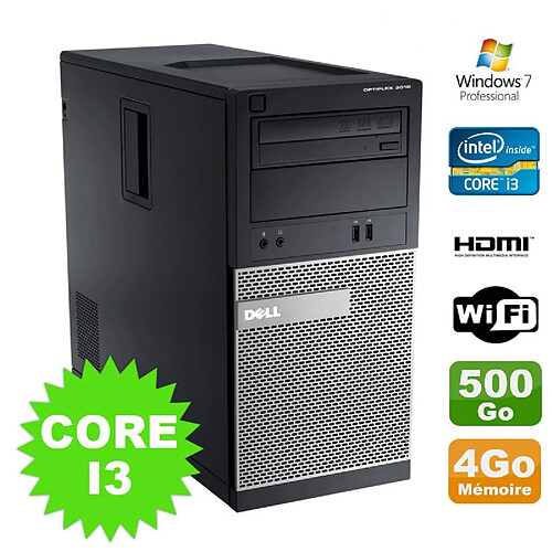 PC Tour DELL Optiplex 3010 MT Intel I3-2120 Graveur 4Go 500Go HDMI Wifi W7 · Occasion