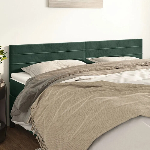 vidaXL Têtes de lit 2 pcs Vert foncé 90x5x78/88 cm Velours