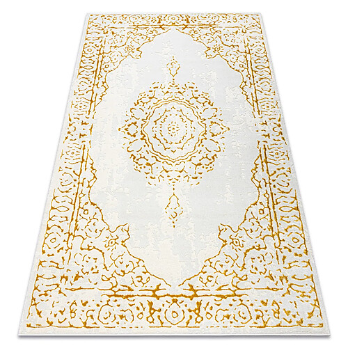 RUGSX Tapis CORE 6268 Cadre, Ornement ombragé - structurel, deux niveaux de molleton, ivoire or 160x220 cm