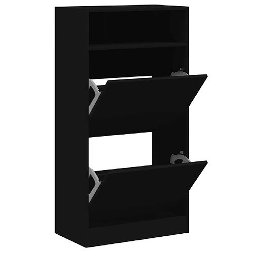 Maison Chic Armoire à chaussures | Meuble de rangement à chaussures Meuble d'Entrée noir 60x34x116 cm bois d'ingénierie -MN78642