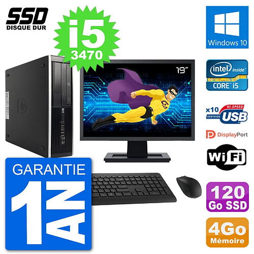 PC HP 8300 Elite SFF Ecran 19" Intel i5-3470 RAM 4Go SSD 120Go Windows 10 Wifi · Occasion