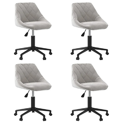 vidaXL Chaises pivotantes à manger lot de 4 gris clair velours