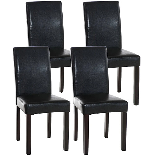 Decoshop26 Lot de 4 chaises de salle à manger design moderne confortable en PVC noir et pieds en bois marron foncé 10_0001758