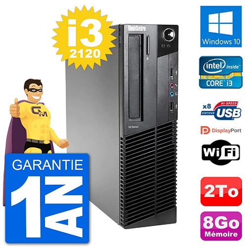 PC Lenovo M92p SFF Intel i3-2120 RAM 8Go Disque Dur 2To Windows 10 Wifi · Occasion