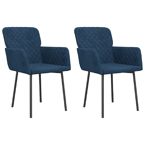 Maison Chic Lot de 2 Chaises à manger | Chaise de salle à manger cuisine Bleu Velours -GKD99442