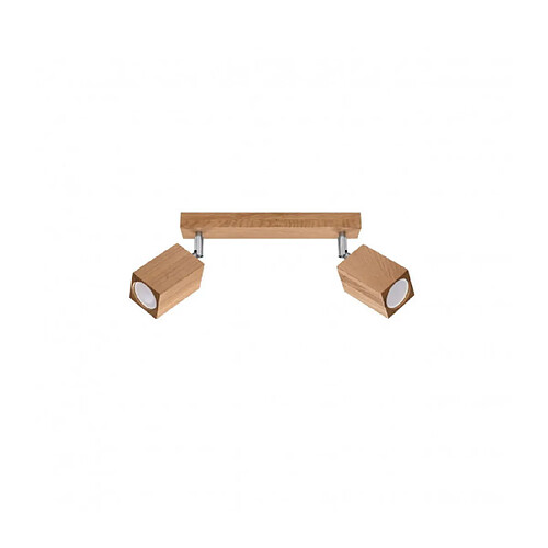 Luminaire Center Spot Keke Oak Bois Chêne 2 ampoules 20cm