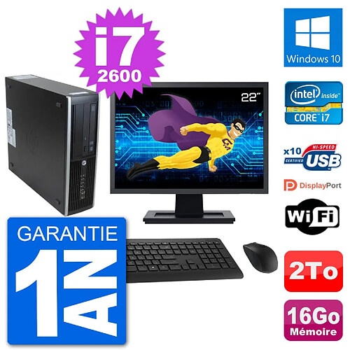 PC HP 8300 Elite SFF Ecran 22" Intel i7-2600 RAM 16Go Disque 2To Windows 10 Wifi · Occasion