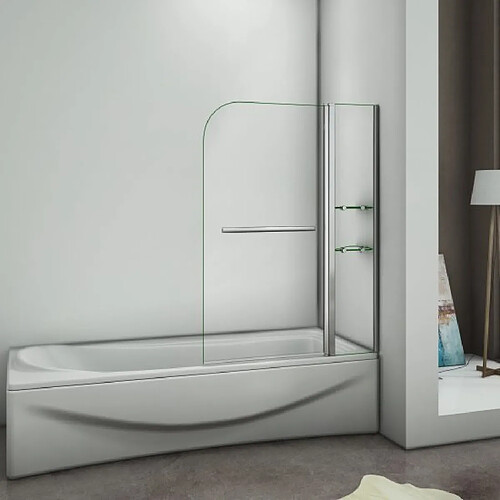 Pare baignoire 120x140cm pivotant à 240°avec 2 étages en verre securit