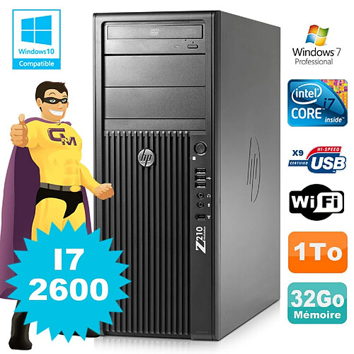 HP WorkStation Z210 Tour Core I7-2600 3.4Ghz 32Go Disque 1To Graveur W7 Wifi · Occasion