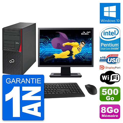 PC Tour Fujitsu P720 Ecran 22" Intel G3220 RAM 8Go Disque 500Go Windows 10 Wifi · Occasion