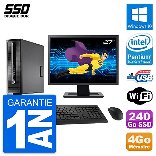 PC HP ProDesk 400 G1 SFF Ecran 27" Intel G3220 RAM 4Go SSD 240Go Windows 10 Wifi · Occasion