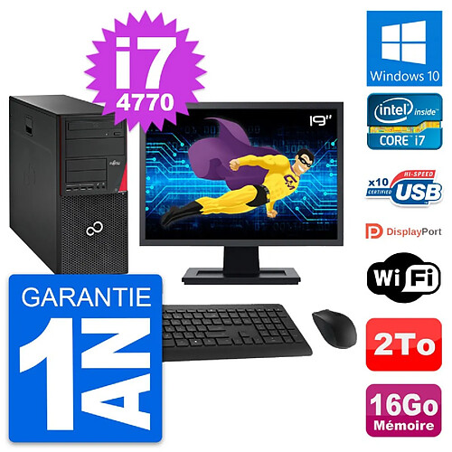 PC Tour Fujitsu P720 Ecran 19" Intel i7-4770 RAM 16Go Disque 2To Windows 10 Wifi · Occasion