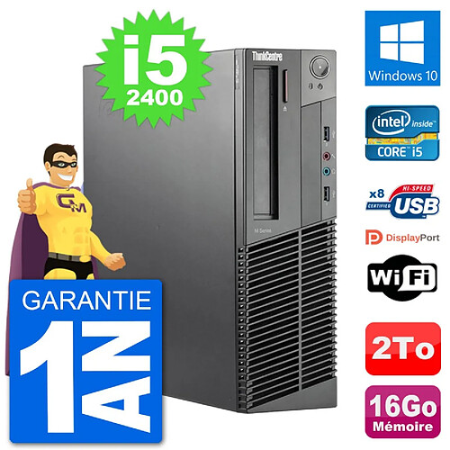 PC Lenovo M92p SFF Intel i5-2400 RAM 16Go Disque Dur 2To Windows 10 Wifi · Occasion