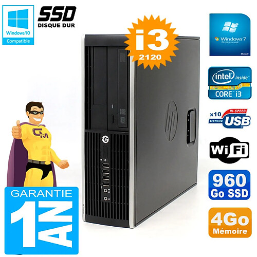 PC HP Compaq 8300 SFF Core I3-2120 RAM 4Go Disque 960 Go SSD Graveur DVD Wifi W7 · Occasion