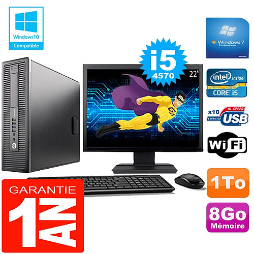 PC HP EliteDesk 800 G1 SFF Core I5-4570 8Go Disque 1 To Wifi W7 Ecran 22" · Occasion