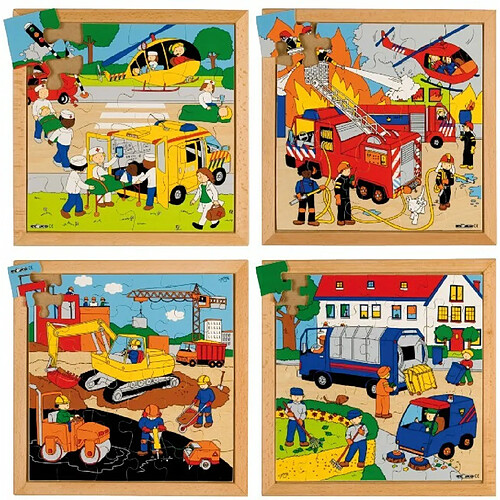 Educo Puzzle activités dans la rue: le lot de 4 puzzles - jeu Montessori