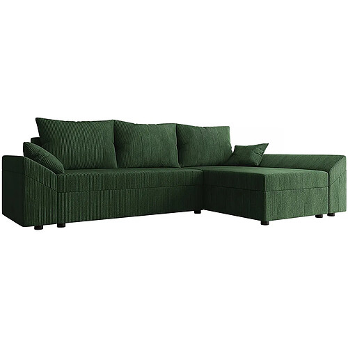 Palozi Sofa Canapé d'angle convertible avec coffre Vaugirard en velours côtelé - 3 places - Vert