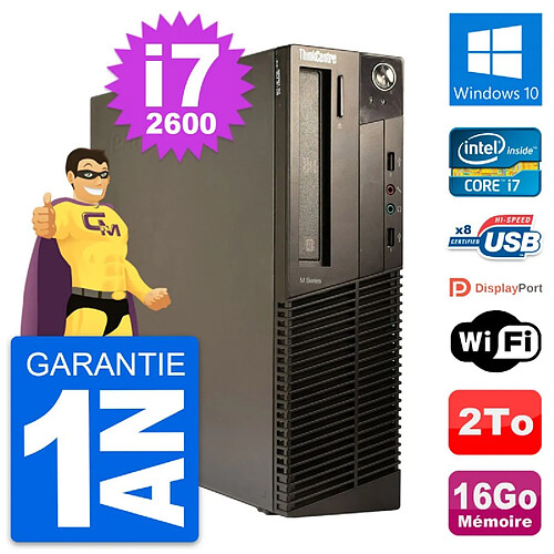 PC Lenovo ThinkCentre M82 SFF Intel i7-2600 RAM 16Go Disque 2To Windows 10 Wifi · Occasion