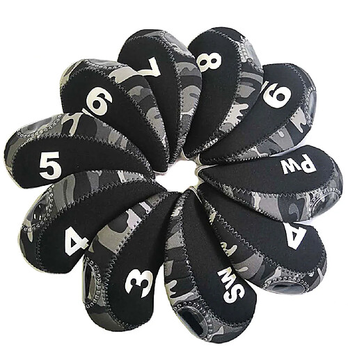 10 Pcs/Pack Golf de Fer Couvre Set Golf Tête de Fer Couvre Set de Protection Fit Plus Fers Léger Couleur: noir camouflage motif nombre