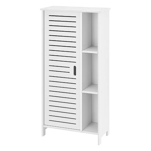 Helloshop26 Meuble colonne pour salle de bain meuble de rangement à porte avec 3 étagères 96 cm panneau de particules blanc 03_0005822