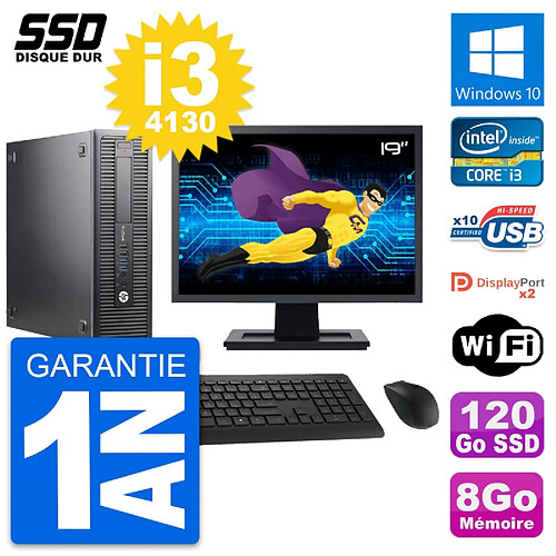 PC HP 600 G1 SFF Ecran 19" Intel Core i3-4130 RAM 8Go SSD 120Go Windows 10 Wifi · Occasion