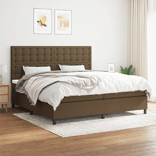 vidaXL Sommier à lattes de lit avec matelas Marron foncé 200x200 cm