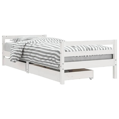 Maison Chic Lit d'Enfant Chambre - Cadre de lit pour enfant tiroirs blanc 90x200 cm bois de pin massif -MN39094